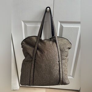 Shimmering Tote Bag with Black Straps - VICTORIA'S SECRET HANDBAG GLITTER GOLD